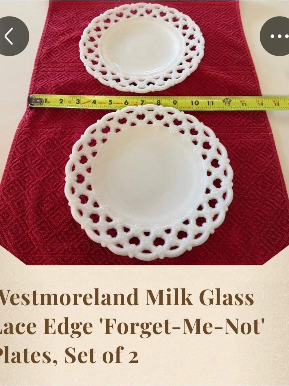 Westmoreland White Milk Glass Lace-Edge Plates (Set of 2)